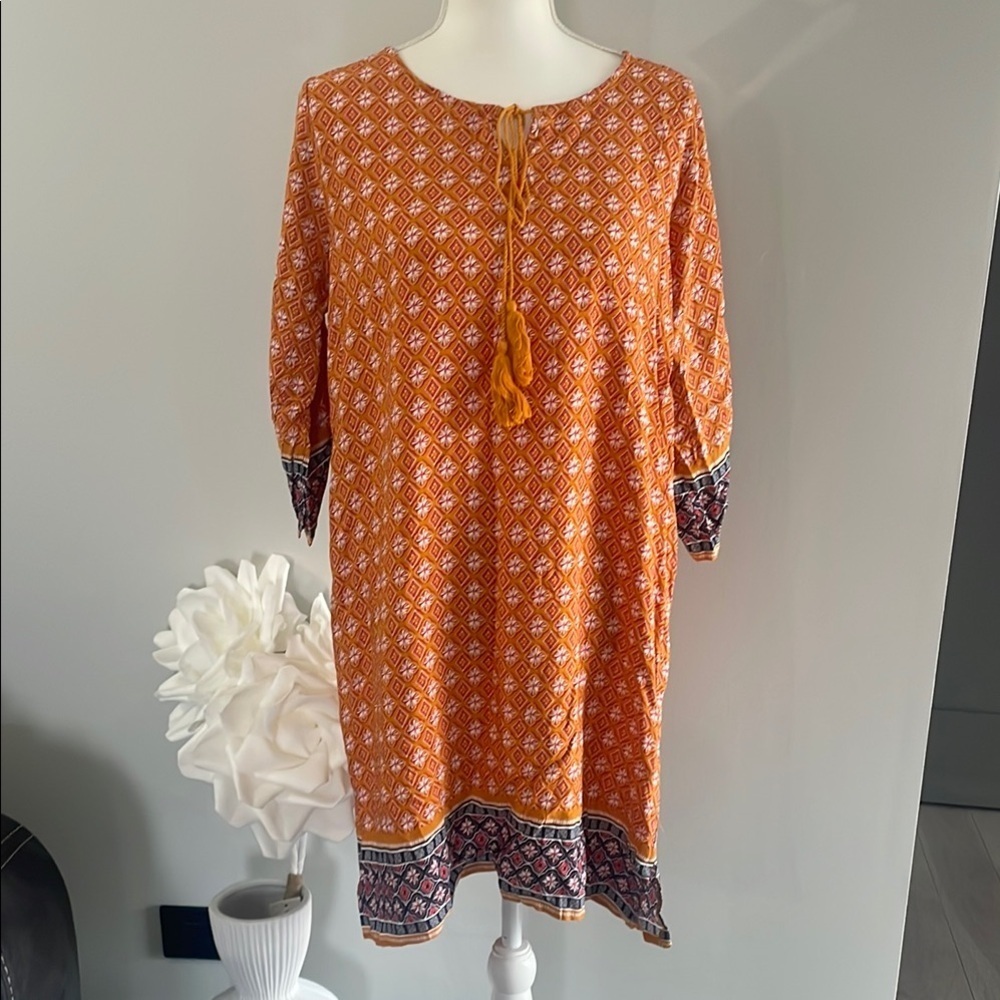Hotouch Orange Patterned Boho Dress - Picture 2 of 8